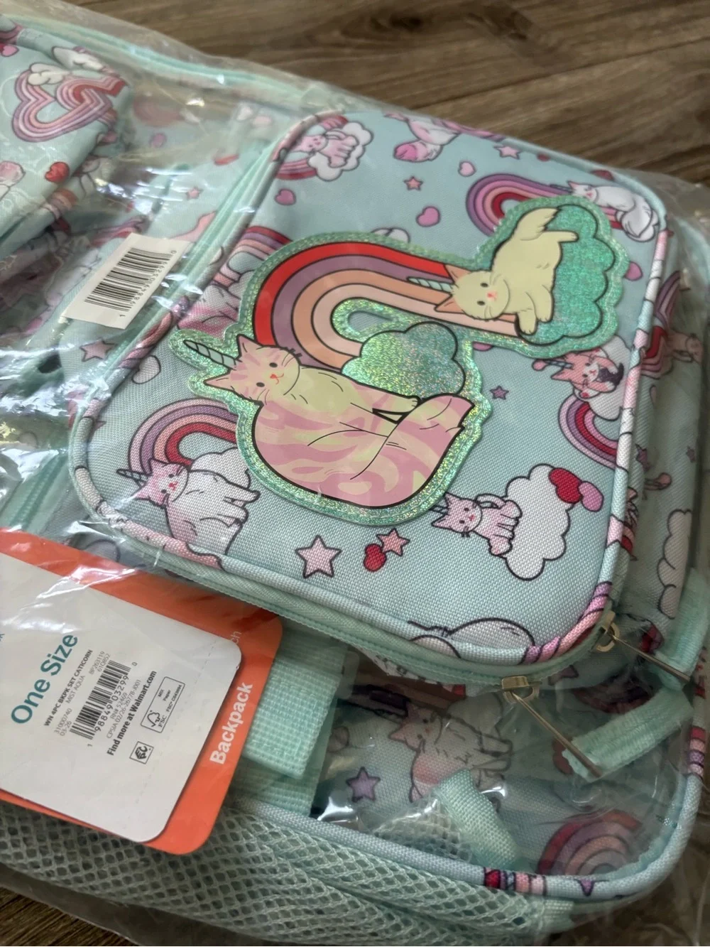 Kids Unicorn Cat Rainbow Backpack - Mint